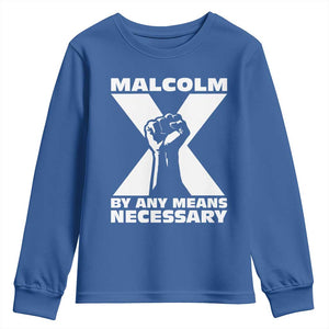 Malcolm X Power Fist Youth Sweatshirt Civil Rights Leader Pride Bold Statement TS02 Royal Blue Print Your Wear