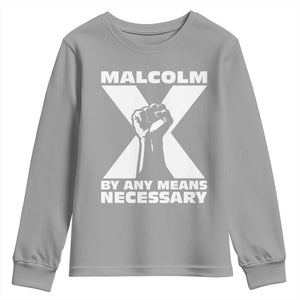 Malcolm X Power Fist Youth Sweatshirt Civil Rights Leader Pride Bold Statement TS02 Sport Gray Print Your Wear