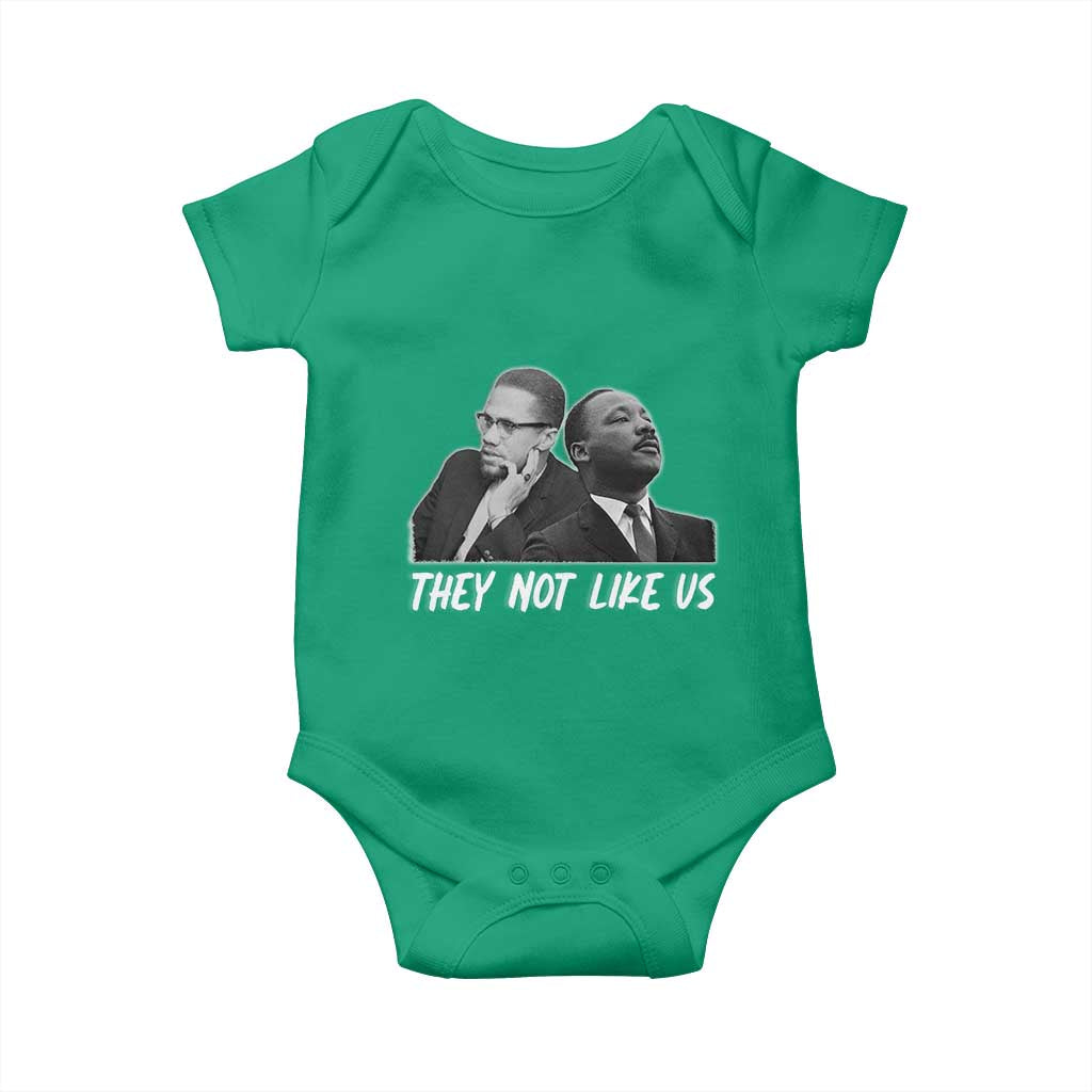 Malcolm X and MLK Baby Onesie They Not Like Us TS02 Irish Green Print Your Wear