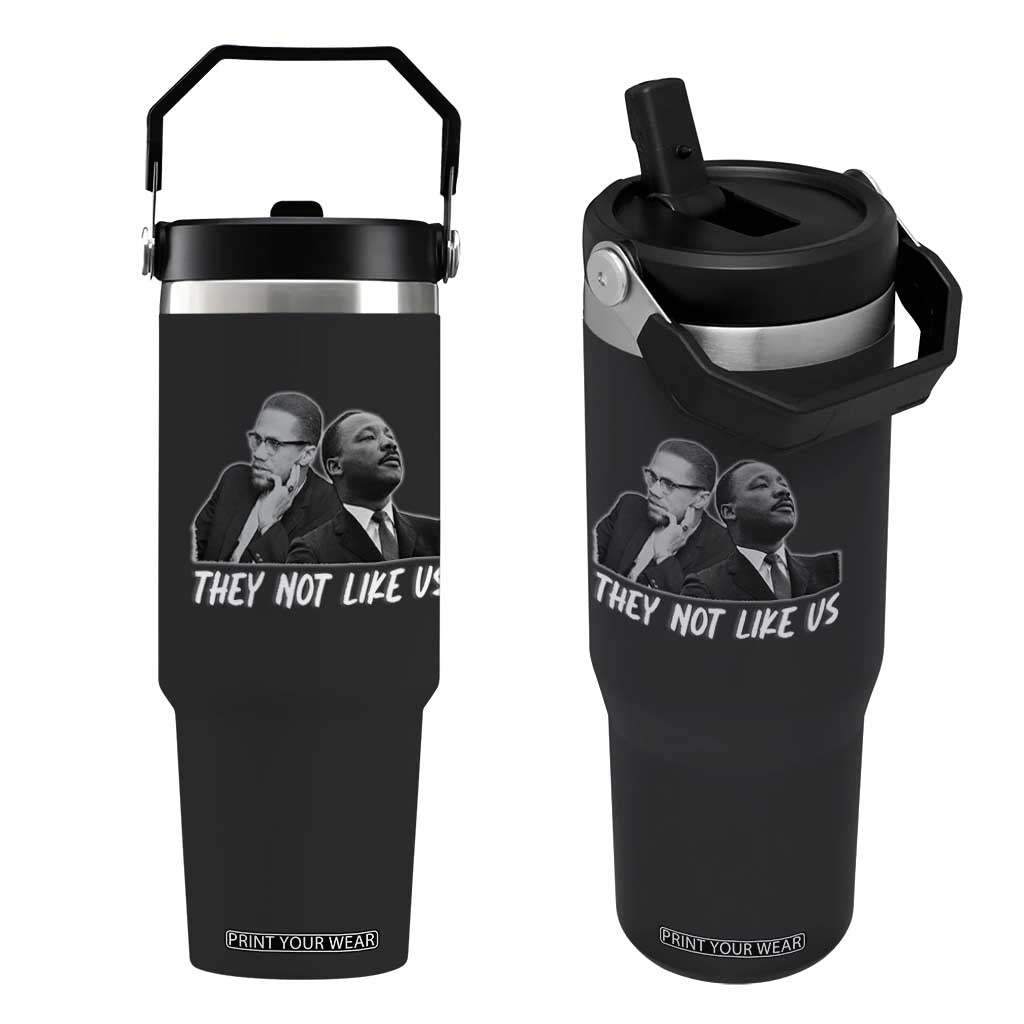 Malcolm X and MLK Flip Straw Tumbler They Not Like Us TS02 One Size: 30 oz Black Print Your Wear