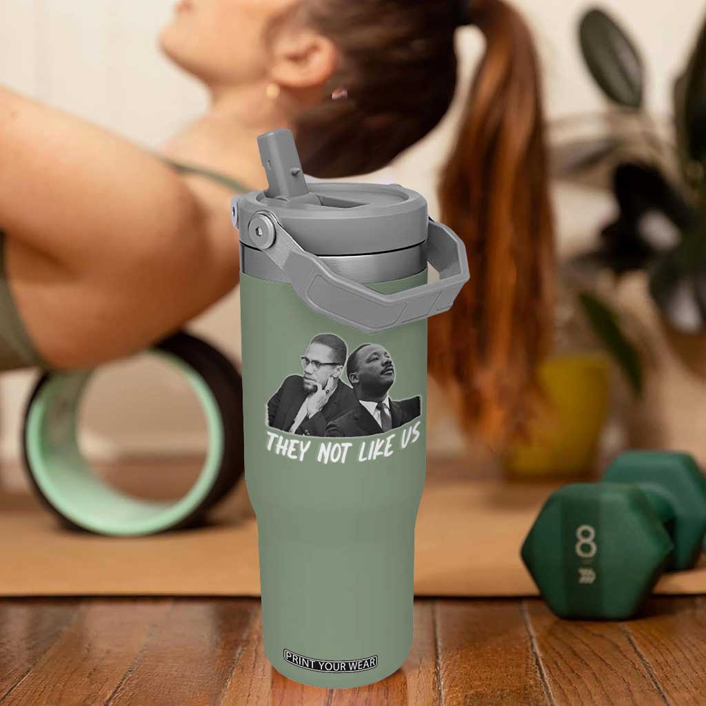 Malcolm X and MLK Flip Straw Tumbler They Not Like Us TS02 One Size: 30 oz Moss Green Print Your Wear