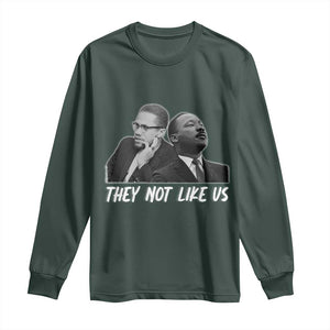 Malcolm X and MLK Long Sleeve Shirt They Not Like Us TS02 Dark Forest Green Print Your Wear