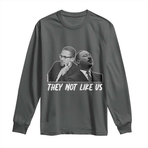 Malcolm X and MLK Long Sleeve Shirt They Not Like Us TS02 Dark Heather Print Your Wear
