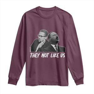 Malcolm X and MLK Long Sleeve Shirt They Not Like Us TS02 Maroon Print Your Wear
