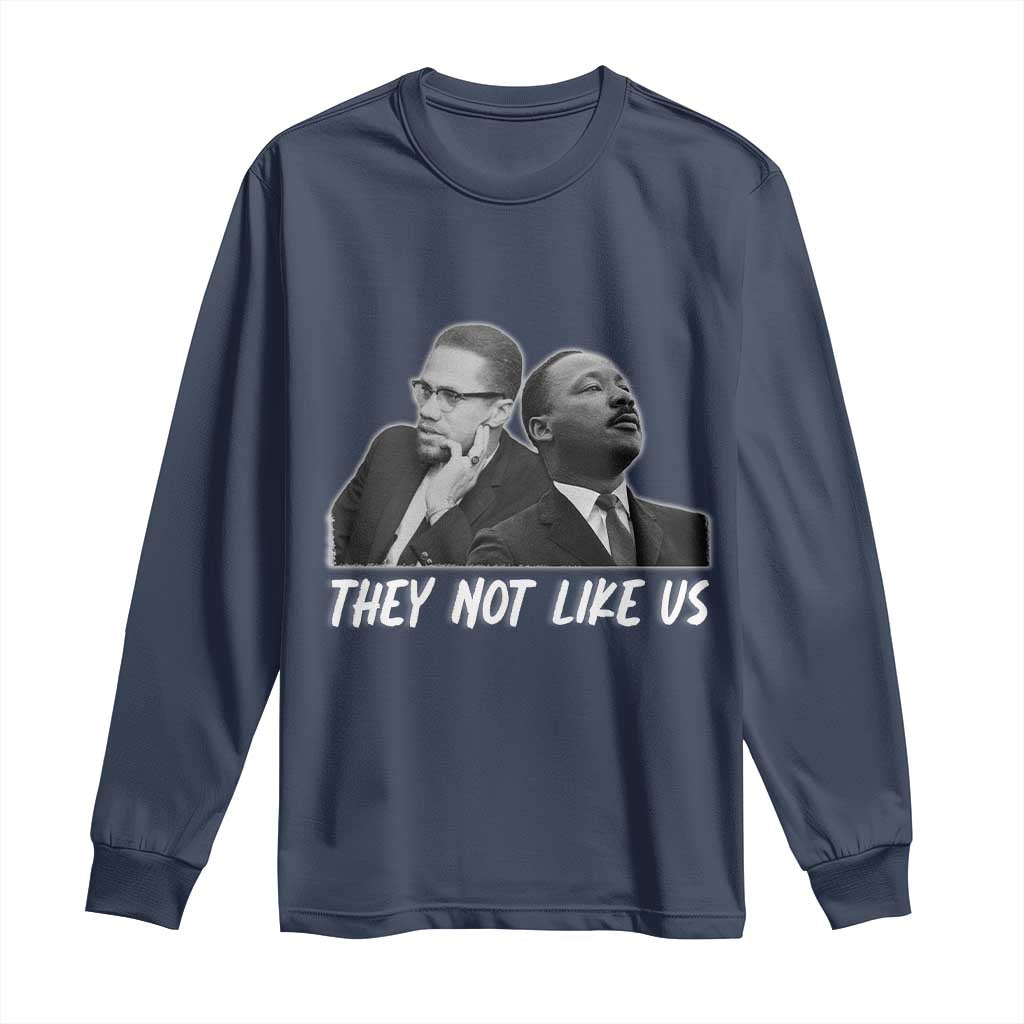 Malcolm X and MLK Long Sleeve Shirt They Not Like Us TS02 Navy Print Your Wear