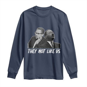 Malcolm X and MLK Long Sleeve Shirt They Not Like Us TS02 Navy Print Your Wear