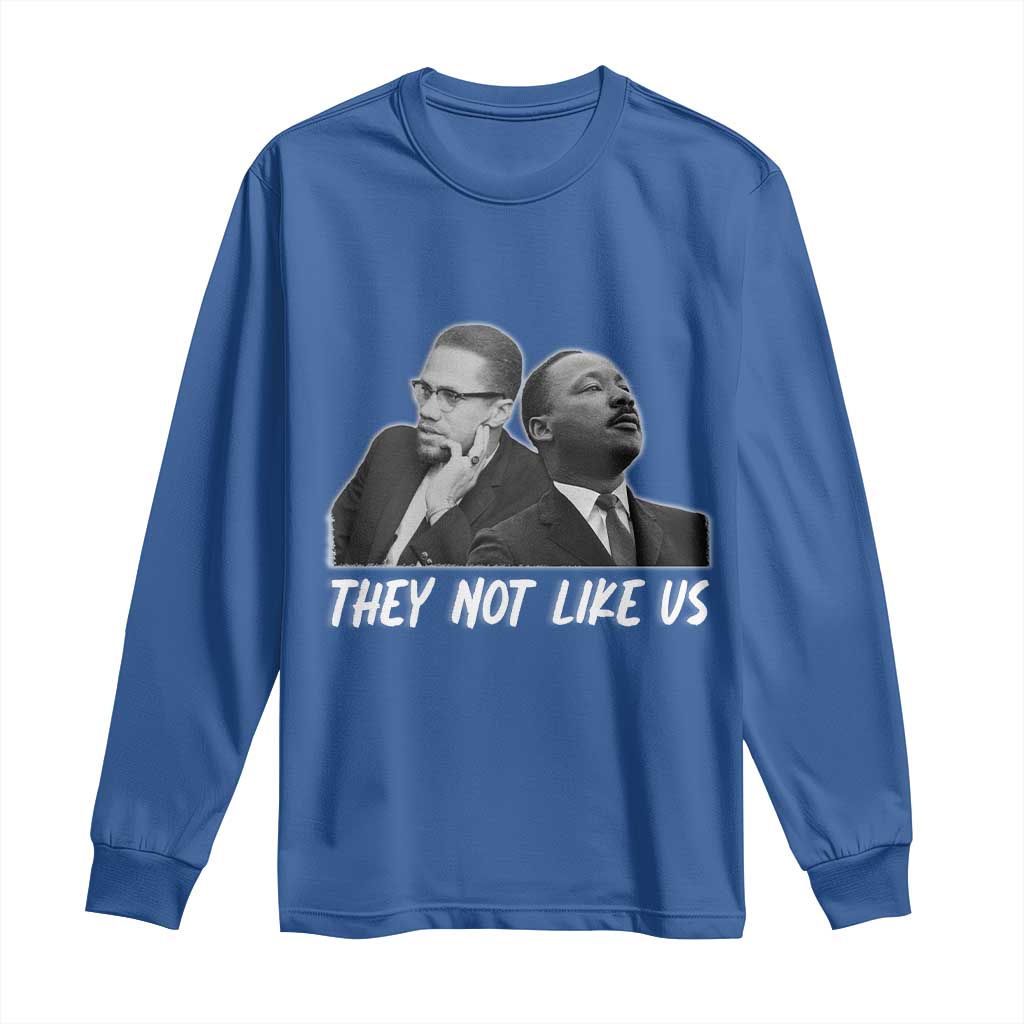Malcolm X and MLK Long Sleeve Shirt They Not Like Us TS02 Royal Blue Print Your Wear
