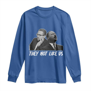 Malcolm X and MLK Long Sleeve Shirt They Not Like Us TS02 Royal Blue Print Your Wear