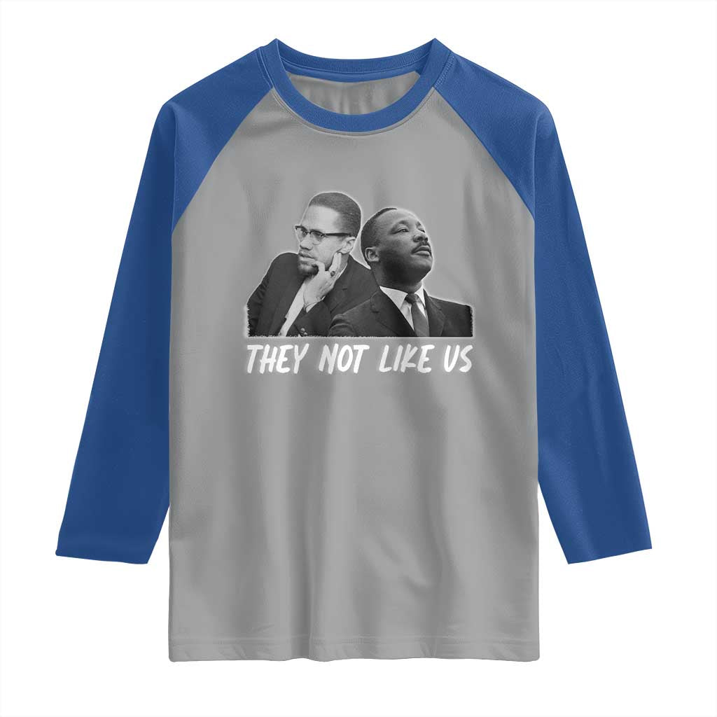 Malcolm X and MLK Raglan Shirt They Not Like Us TS02 Sport Gray Royal Print Your Wear