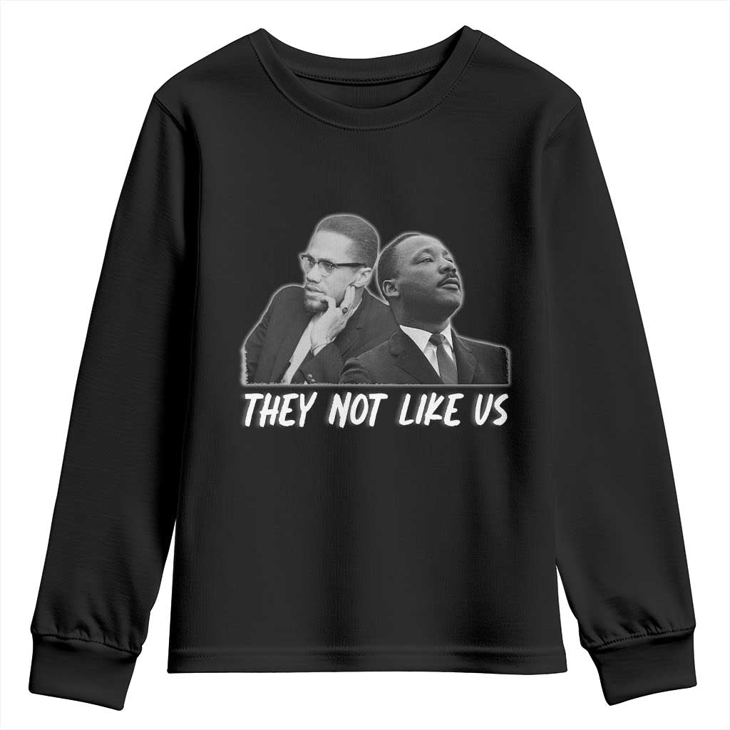 Malcolm X and MLK Youth Sweatshirt They Not Like Us TS02 Black Print Your Wear
