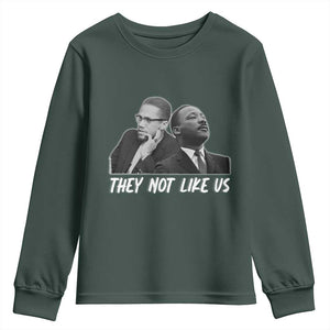 Malcolm X and MLK Youth Sweatshirt They Not Like Us TS02 Dark Forest Green Print Your Wear