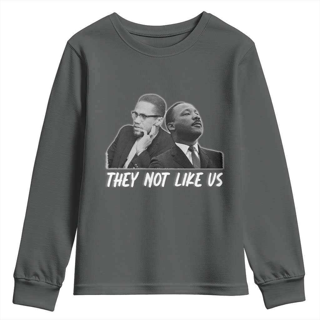 Malcolm X and MLK Youth Sweatshirt They Not Like Us TS02 Dark Heather Print Your Wear