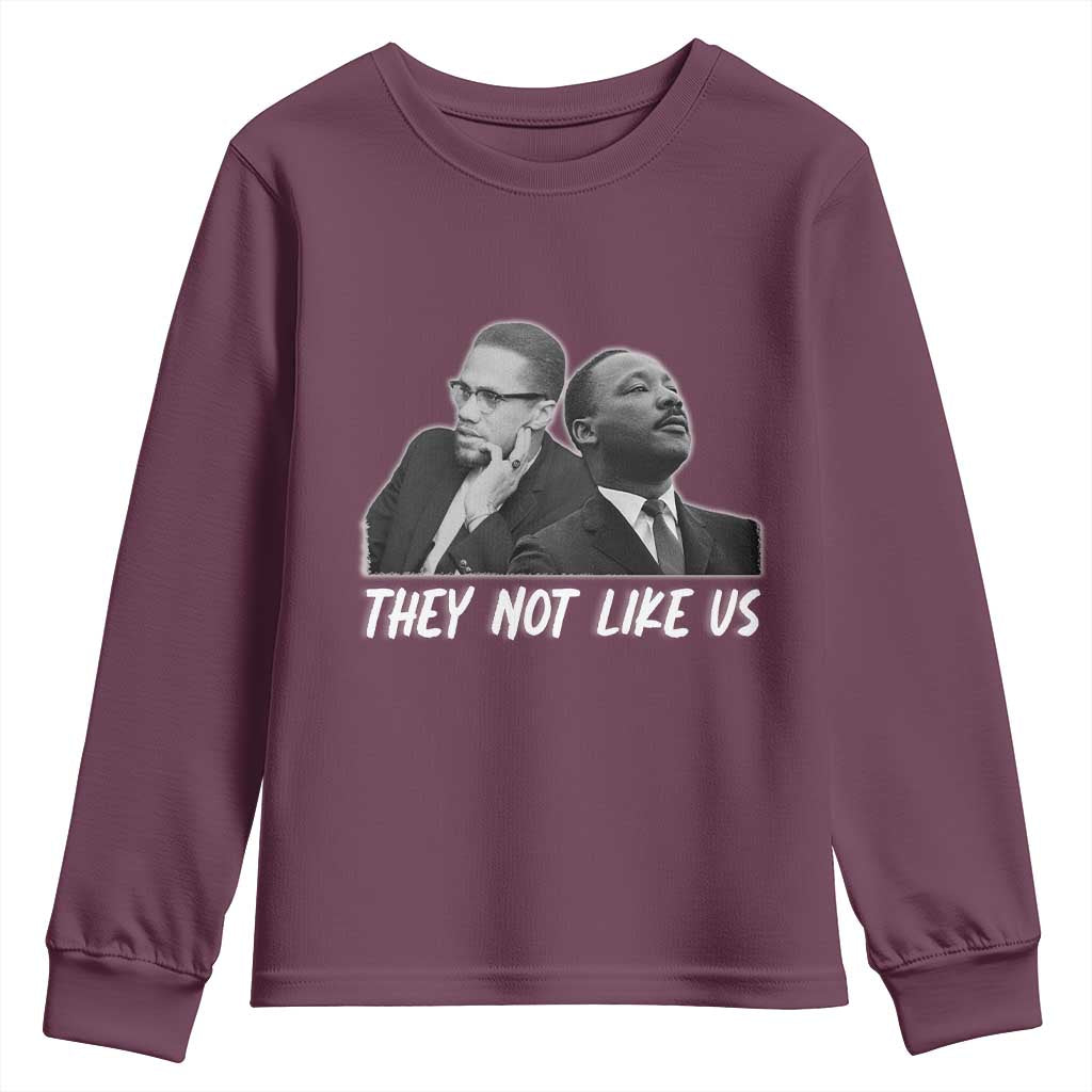 Malcolm X and MLK Youth Sweatshirt They Not Like Us TS02 Maroon Print Your Wear