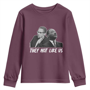 Malcolm X and MLK Youth Sweatshirt They Not Like Us TS02 Maroon Print Your Wear