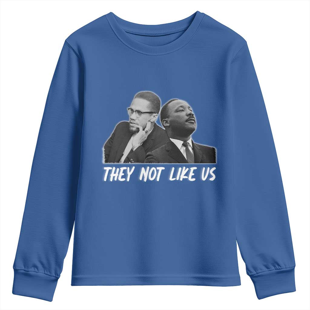 Malcolm X and MLK Youth Sweatshirt They Not Like Us TS02 Royal Blue Print Your Wear