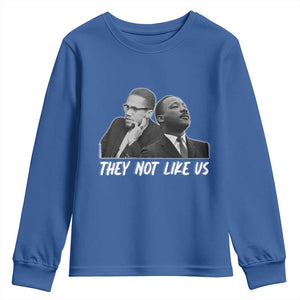 Malcolm X and MLK Youth Sweatshirt They Not Like Us TS02 Royal Blue Print Your Wear