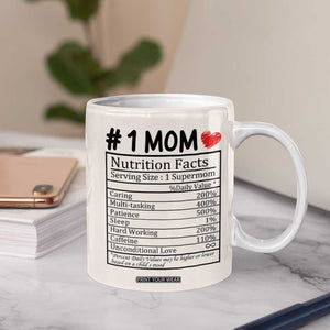 Mama Bear Coffee Mug #1 Mom Nutrition Facts Floral Bear Mother’s Day Gift - PrintYourWear Size: 11oz Color: Beige