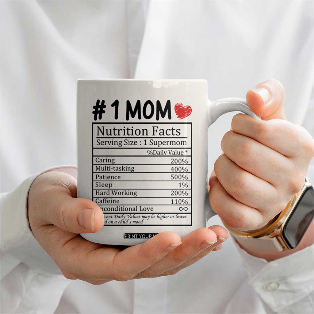 Mama Bear Coffee Mug #1 Mom Nutrition Facts Floral Bear Mother’s Day Gift - PrintYourWear Size: 11oz Color: Beige