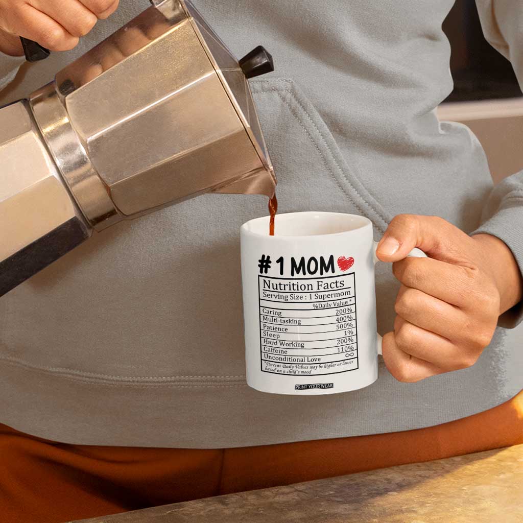 Mama Bear Coffee Mug #1 Mom Nutrition Facts Floral Bear Mother’s Day Gift - PrintYourWear Size: 11oz Color: Beige