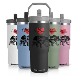 Mama Bear Flip Straw Tumbler #1 Mom Nutrition Facts Floral Bear Mother’s Day Gift - PrintYourWear Size: One Size: 30 oz Lid: Black