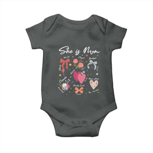 Mama Christian Religious Baby Onesie She Is Mom Mother's Day Jesus Flowers Bow TS11 Dark Heather Print Your Wear