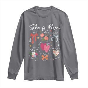 Mama Christian Religious Long Sleeve Shirt She Is Mom Mother's Day Jesus Flowers Bow TS11 Charcoal Print Your Wear