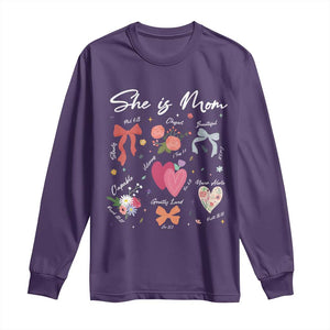Mama Christian Religious Long Sleeve Shirt She Is Mom Mother's Day Jesus Flowers Bow TS11 Purple Print Your Wear