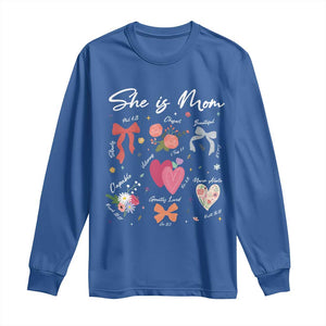 Mama Christian Religious Long Sleeve Shirt She Is Mom Mother's Day Jesus Flowers Bow TS11 Royal Blue Print Your Wear