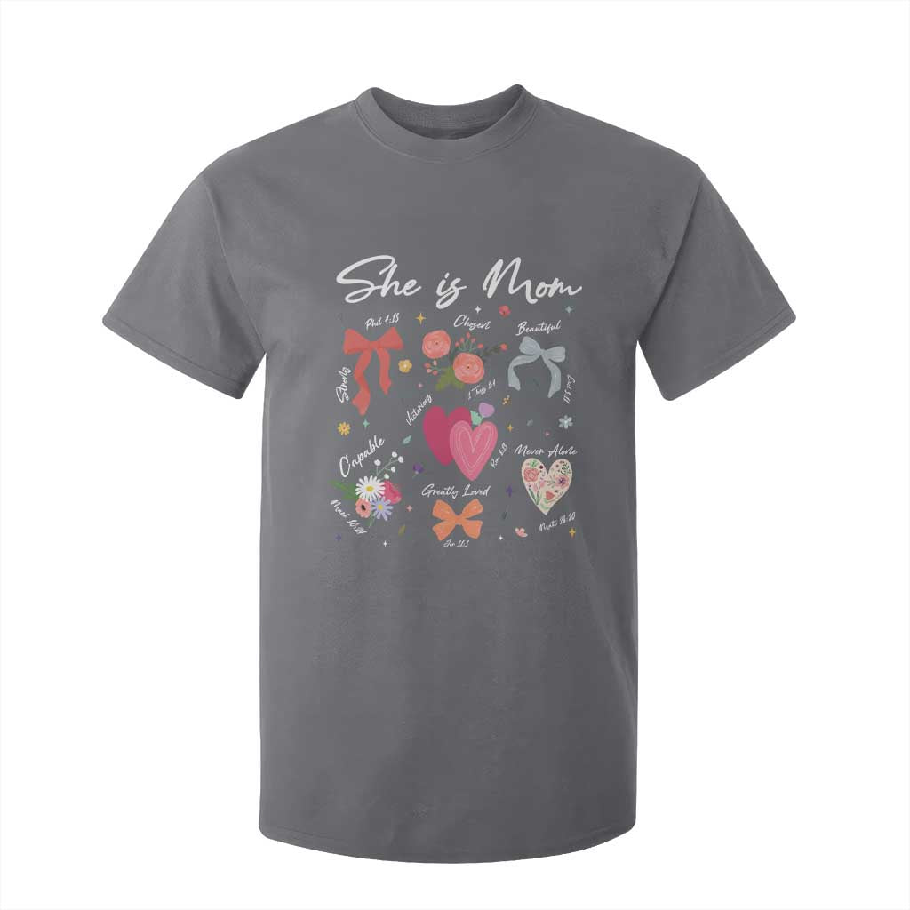Mama Christian Religious T Shirt For Kid She Is Mom Mother's Day Jesus Flowers Bow TS11 Charcoal Print Your Wear