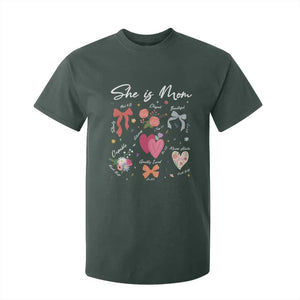 Mama Christian Religious T Shirt For Kid She Is Mom Mother's Day Jesus Flowers Bow TS11 Dark Forest Green Print Your Wear