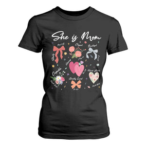 Mama Christian Religious T Shirt For Women She Is Mom Mother's Day Jesus Flowers Bow TS11 Black Print Your Wear