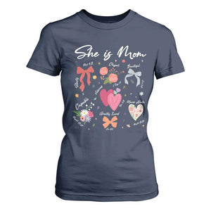 Mama Christian Religious T Shirt For Women She Is Mom Mother's Day Jesus Flowers Bow TS11 Navy Print Your Wear
