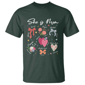 Mama Christian Religious T Shirt She Is Mom Mother's Day Jesus Flowers Bow TS11 Dark Forest Green Print Your Wear