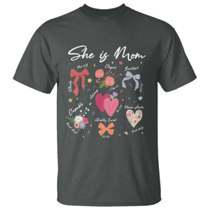 Mama Christian Religious T Shirt She Is Mom Mother's Day Jesus Flowers Bow TS11 Dark Heather Print Your Wear