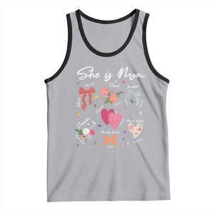 Mama Christian Religious Tank Top She Is Mom Mother's Day Jesus Flowers Bow TS11 Athletic Heather Black Print Your Wear