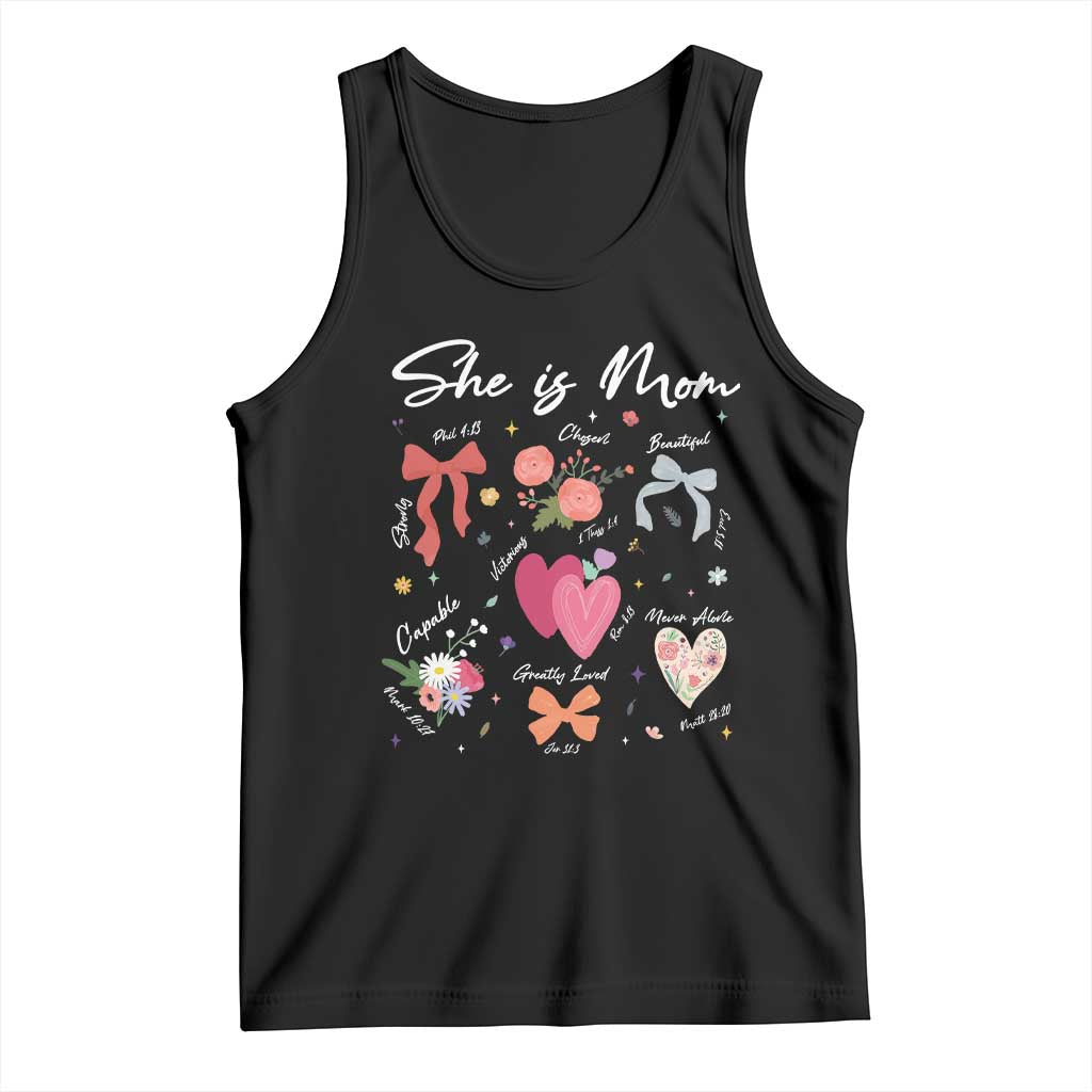 Mama Christian Religious Tank Top She Is Mom Mother's Day Jesus Flowers Bow TS11 Black Print Your Wear