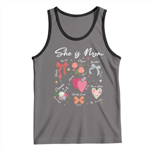 Mama Christian Religious Tank Top She Is Mom Mother's Day Jesus Flowers Bow TS11 Deep Heather Black Print Your Wear