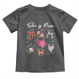 Mama Christian Religious Toddler T Shirt She Is Mom Mother's Day Jesus Flowers Bow TS11 Dark Heather Print Your Wear