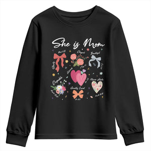 Mama Christian Religious Youth Sweatshirt She Is Mom Mother's Day Jesus Flowers Bow TS11 Black Print Your Wear