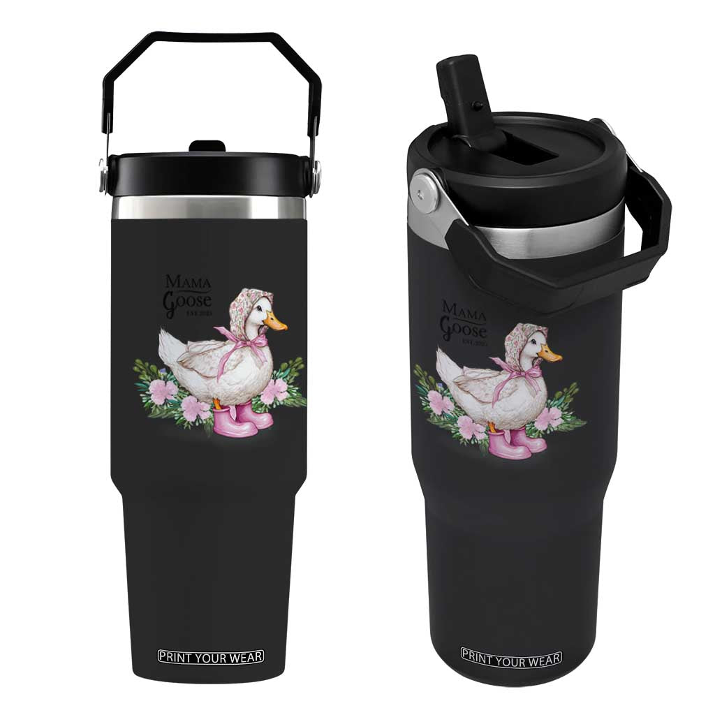Mama Goose Est 2025 Flip Straw Tumbler Vintage New Mom Mothers Day TS02 One Size: 30 oz Black Print Your Wear