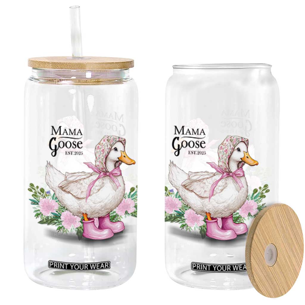 Mama Goose Est 2025 Glass Can Vintage New Mom Mothers Day TS02 Black Print Your Wear