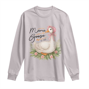 Mama Goose Est 2025 Long Sleeve Shirt Retro New Mom Mothers Day TS02 Ice Gray Print Your Wear