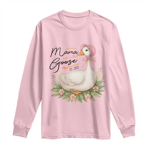 Mama Goose Est 2025 Long Sleeve Shirt Retro New Mom Mothers Day TS02 Light Pink Print Your Wear