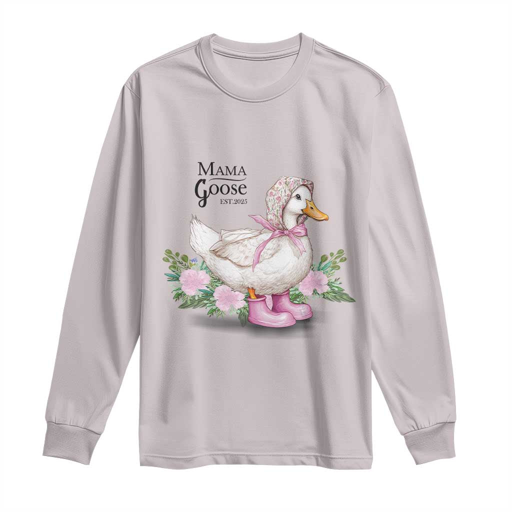 Mama Goose Est 2025 Long Sleeve Shirt Vintage New Mom Mothers Day TS02 Ice Gray Print Your Wear