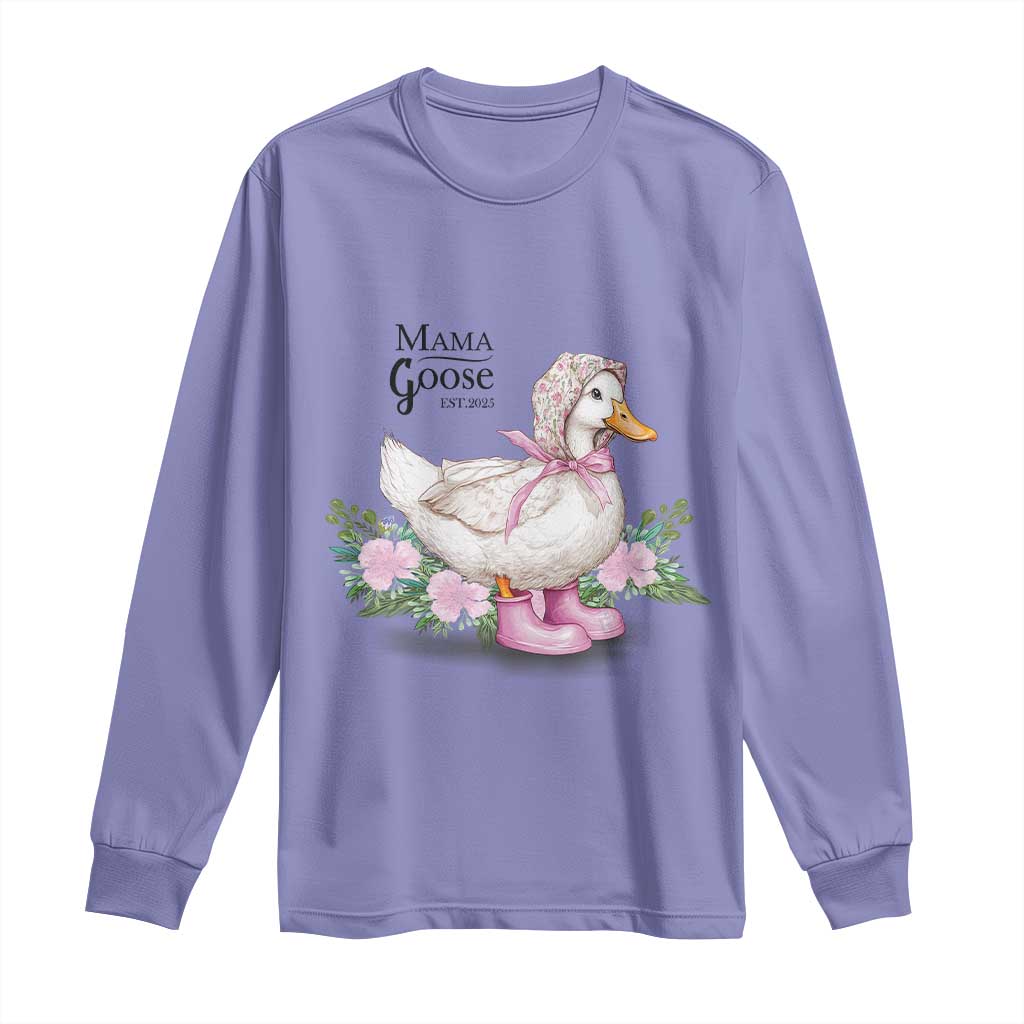 Mama Goose Est 2025 Long Sleeve Shirt Vintage New Mom Mothers Day TS02 Violet Print Your Wear
