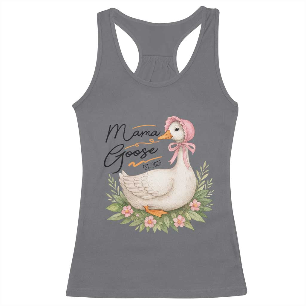 Mama Goose Est 2025 Racerback Tank Top Retro New Mom Mothers Day TS02 Charcoal Print Your Wear