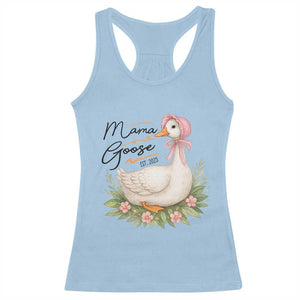Mama Goose Est 2025 Racerback Tank Top Retro New Mom Mothers Day TS02 Light Blue Print Your Wear