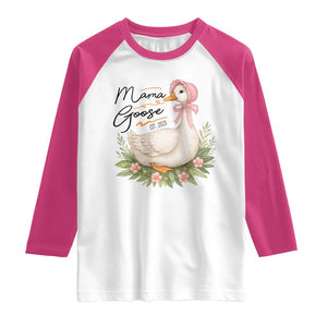 Mama Goose Est 2025 Raglan Shirt Retro New Mom Mothers Day TS02 White Heliconia Print Your Wear