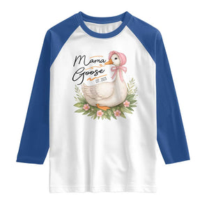 Mama Goose Est 2025 Raglan Shirt Retro New Mom Mothers Day TS02 White Royal Print Your Wear