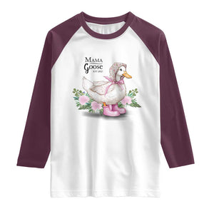 Mama Goose Est 2025 Raglan Shirt Vintage New Mom Mothers Day TS02 White Maroon Print Your Wear
